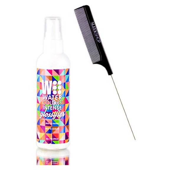 Watercolors by Tressa Color Depositing Sulfate-Free Shampoo, Haircolor (w/ Sleek Comb) Water Colors Hair Dye Maintenance Wash (Intense Glossifier Finishing Spray - 4 oz) (PACK OF 2)