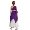 thumbnail image 2 of YiZYiF Kids Girls Single Flared Sleeve Praise Dance Dress High Low Hem Liturgical Church Worship Costumes Purple 16, 2 of 7