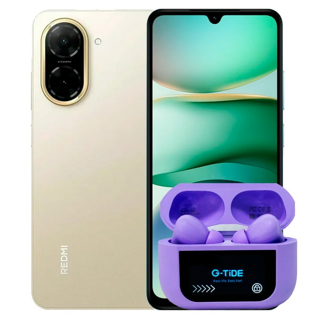 Smartphone Xiaomi Redmi A5 Dual 64GB Dorado 3GB RAM + Audifonos G-Tide Future Pod DWS1 Morado