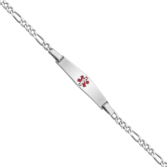925 sterling silver medical alert id figaro link chain bracelet