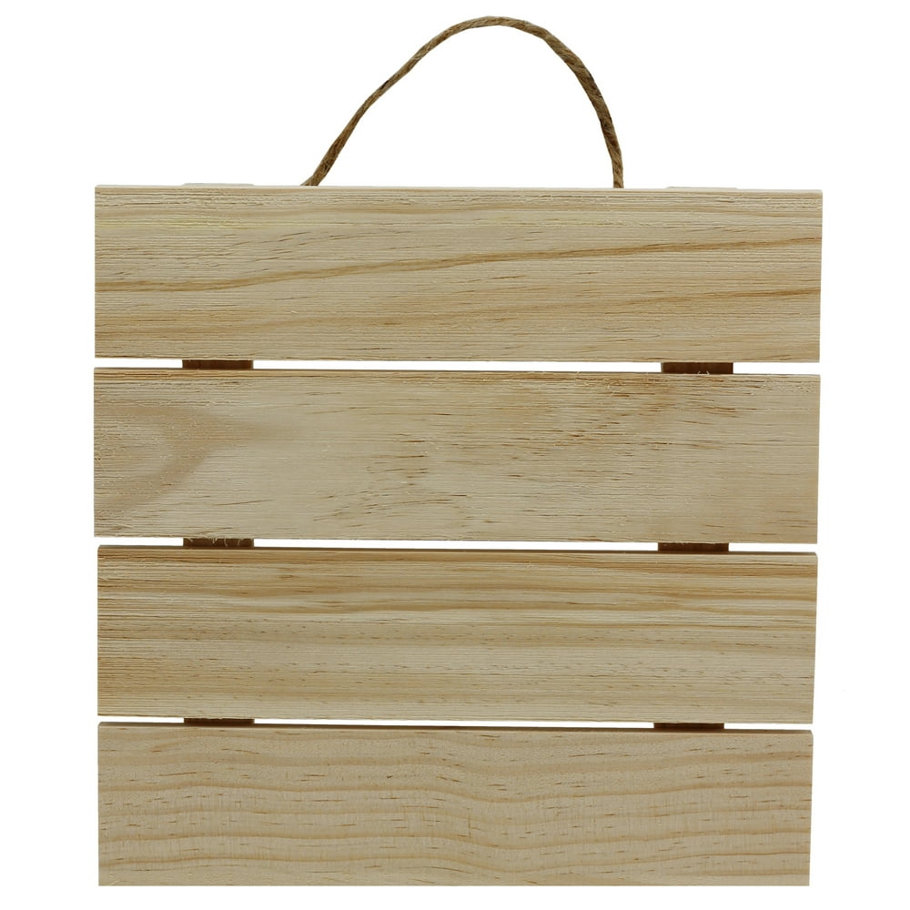 10x10 Inch Unfinished Wood Hanging Plaque DIY Wood Pallet Sign, Notch