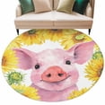 thumbnail image 6 of Farmhouse Sunflowers Round Rug 7ft Washable Circle Rugs Non Slip Spring Country Watercolor Pig Floral Large Area Rug Indoor Floor Carpet for Bedroom Kitchen Living Room Home Office Dining Room, 6 of 8