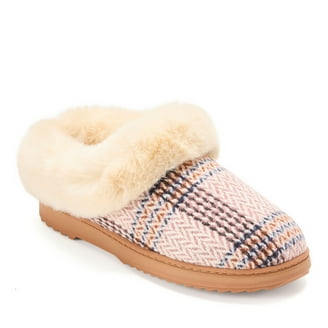 Joyspun Women's Faux Suede Platform Clog Slippers - Walmart.com