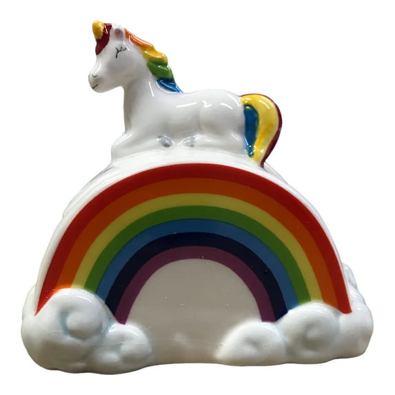Rainbow Unicorn Ceramic Trinket Box (4" X 3" X 4")