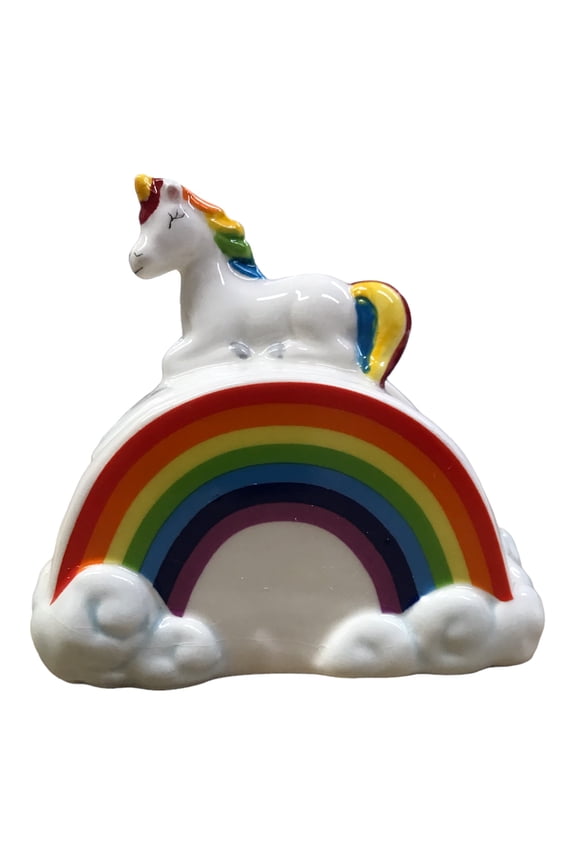 Rainbow Unicorn Ceramic Trinket Box (4" X 3" X 4")