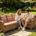 thumbnail image 3 of 4PCS Stretch Printed Patio Seat Cushion Slipcover, Waterproof Elastic Outdoor Furniture Cushion Cover, Floral Leaf Pattern Washable Protector for Garden Metal Rattan Chair Cushions 27.56x25.2 Inch, 3 of 8