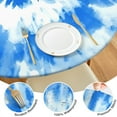 thumbnail image 4 of Blue Tie Dye Pattern Round Fitted Tablecloth with Elastic Edge,Dining Table Cover Waterproof,Outdoor Round Tablecloth for Camping,Dining,Indoor and Outdoor, 4 of 7