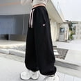 thumbnail image 6 of NOLDARES Girls Wide Leg Casual Sweatpants with Pockets - Lounge High Waist Pants Drawstring Kids Teen(Black,10-11 Year), 6 of 6