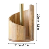 Leodye 1PCS Wooden Base Iron Paper Towel Holder - Countertop Design, One-handed Use for Kitchen & Bath 5 x 8.25 x 8.25 inches
