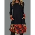 thumbnail image 2 of Gvmfive Women Long Sleeve Tunic Tops Round Neck Ethnic Print Dress with Pockets, 2 of 3