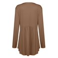 thumbnail image 7 of Baqcunre Long Sleeve Shirts For Women Women'S Long Sleeve V Neck Button Pleated Solid Color Plus Size T Shirt Top Plus Size Tops Womens Blouses Coffee XL, 7 of 7