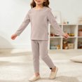 thumbnail image 5 of Fancifize Girls Boys Ribbed Lounge Sets Casual Long Sleeve Shirts Straight Leg Pants 2 Piece Loungewear Outfits, 5 of 6