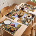 thumbnail image 5 of Placemat Set of 6 Watercolor Rooster Red Flowers Placemats for Dining Table Floral Trees Washable Table Mats for Kitchen and Party Decor Indoor & Outdoor Use, 5 of 8