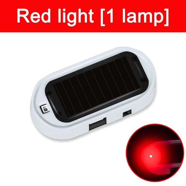 Bicicleta Lámpara de flash de advertencia antirrobo con luz de alarma LED para coche alimentada por USB solar (rojo)