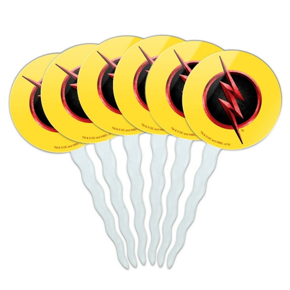 The Flash TV Series Reverse Flash Logo Cupcake Picks Toppers Decoration Set of 6