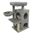 thumbnail image 1 of Gymax 33.5'' Cat Tree w/ 2-Tier Condo Padded Plush Top Perch Sisal Scratching Posts Light Gray, 1 of 10
