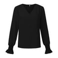 thumbnail image 4 of Maean Womens Dressy Blouse V Neck Business Office Tops Ruffle Long Sleeve Work Tunic Shirts Outfits, 4 of 8