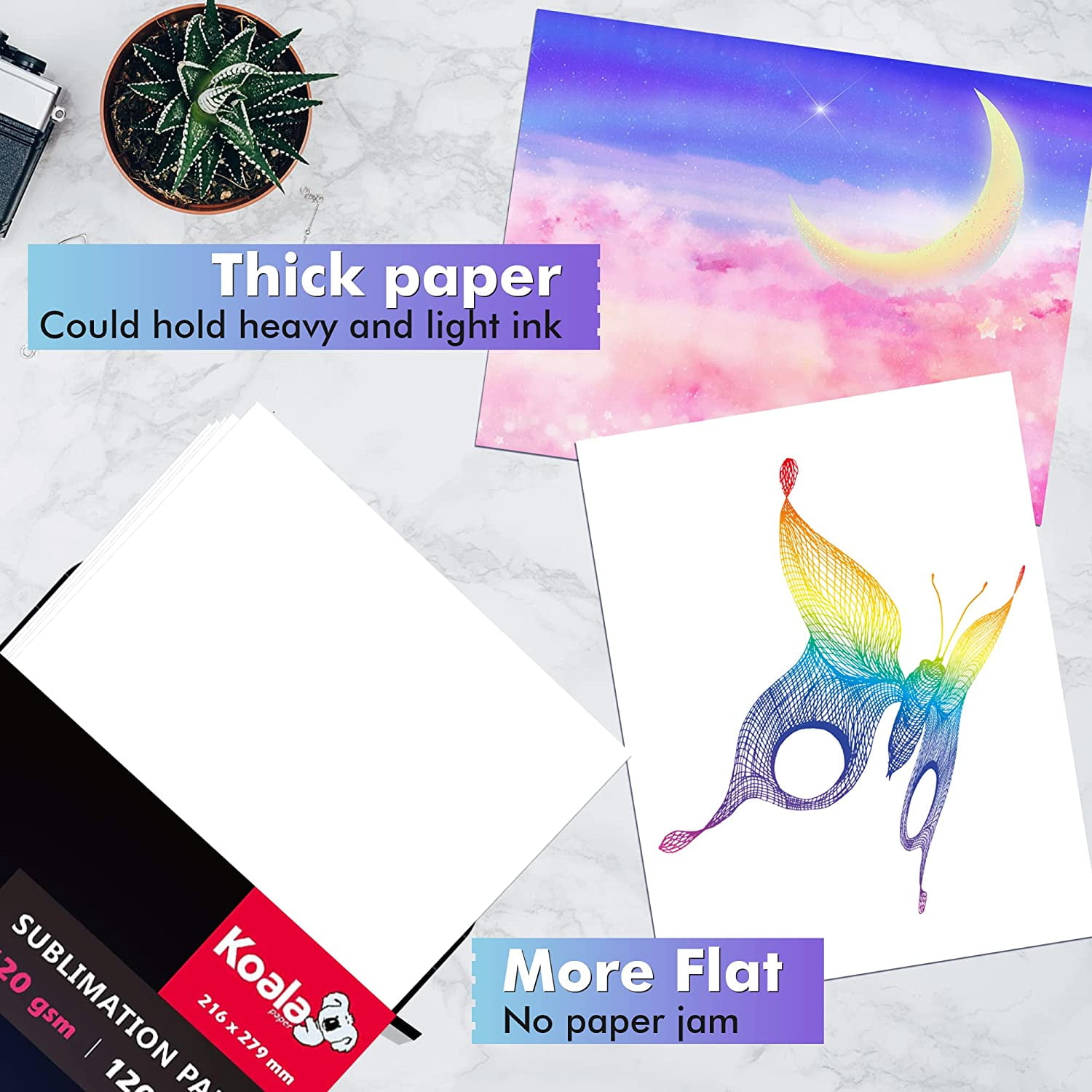 Koala 120 Sheets 120g Sublimation Paper 8.5X11''+ ASUB 4X120ml Sublimation Ink CMYK for Inkjet Printers DIY Gifts, Heat Iron On T-shirts,Mugs,Tumblers