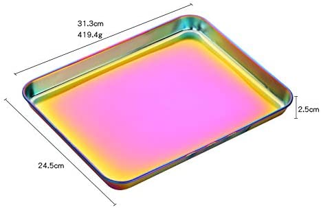ABCISI Baking Tray, Stainless Steel Baking Cookie Sheet, Rectangle Rimmed Pan Baking, Non Toxic & Healthy, Mirror Finish & Rust Free, Easy Clean & Dishwasher Safe - Rainbow