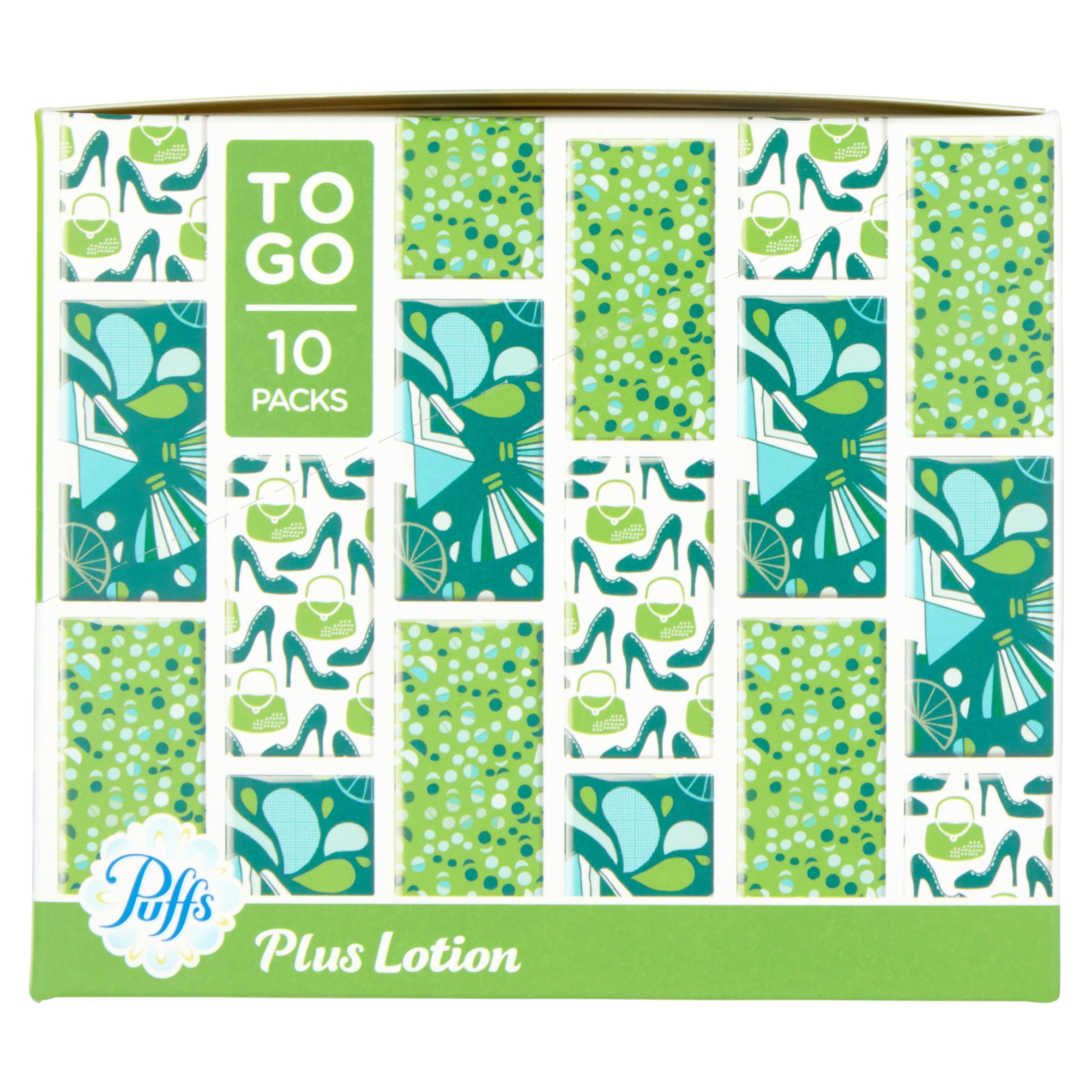 Puffs Plus Lotion Facial Tissues, 10 To Go Packs, 10 Tissues per Pack