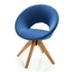 thumbnail image 1 of Costway Silla giratoria mid century, sillón moderno de tejido con patas de sólida madera de haya, asiento extra grande, respaldo redondo con mechones, 1 of 5