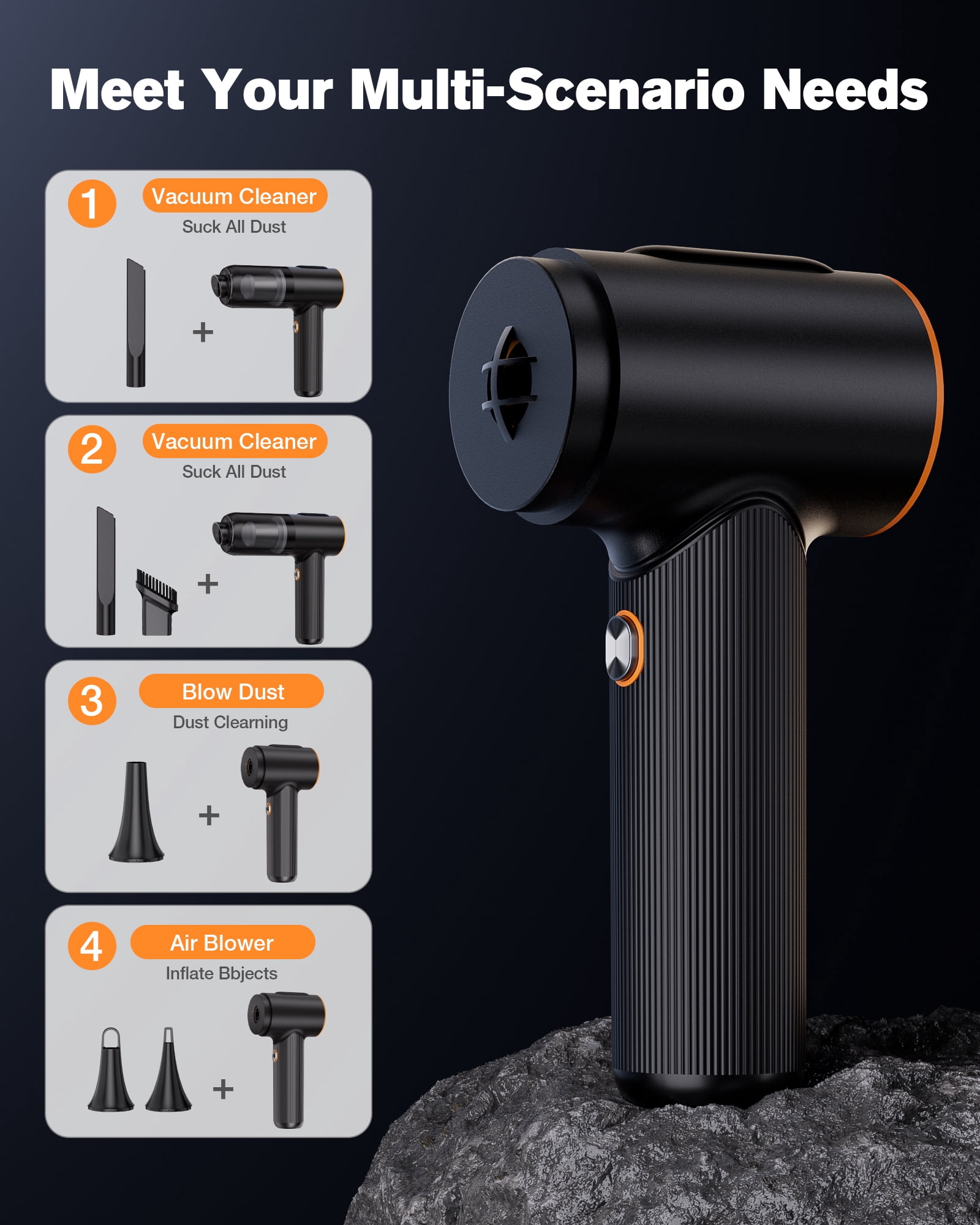 REHOTTOP Portable Car Vacuum, Handheld Vacuum Cleaner with Brushless Motor, Car Handheld Vacuum for Home, Car, Office