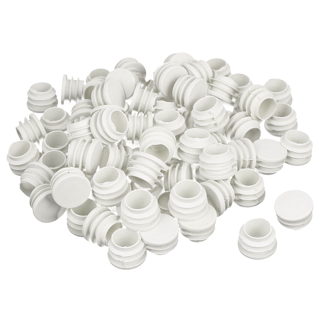 25mm Diameter Plastic Blanking End Cap Round Ribbed Tube Insert White