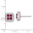 thumbnail image 2 of Auriga Fine Jewelry 925 Sterling Silver Rhodium-plated Created Ruby and CZ Clover Post Stud Earrings for Women, 2 of 4