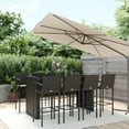 thumbnail image 1 of vidaXL Ensemble de Bar de Jardin 9 Pcs en Rotin Poly Noir, 1 of 5