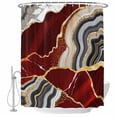 thumbnail image 2 of Red Marble Waterproof Fabric Shower Curtain,Grey Gold Texture Vintage Farmhouse Art Waterproof Fabric Shower Curtain for Bathroom Curtains Bathtubs Hotel Shower Curtains with 12 Hooks Stall 54x78in, 2 of 8