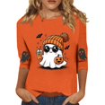 thumbnail image 3 of Trgacdwlo Womens Halloween Tops 3/4 Sleeve Funny Pumpkin Ghost Womens Crew Neck Shirts Vintage Ghost Pattern Fall Tunic Shirts for Women XL, 3 of 7