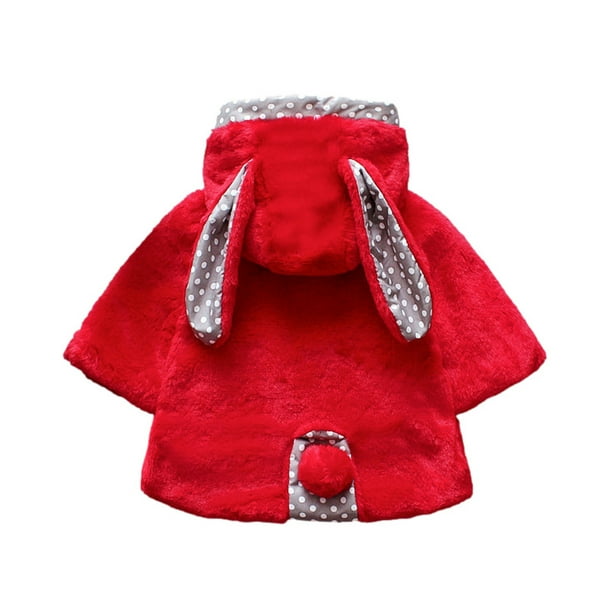 Abrigo De Invierno Para Niños Pequeños Chaquetas De Abrigo Para Niñas Bebé Orejas De Lazo Con Capucha Espesar Chaqueta Con Capucha Cálida Abrigo Capa Roja Odeerbi LM103-174