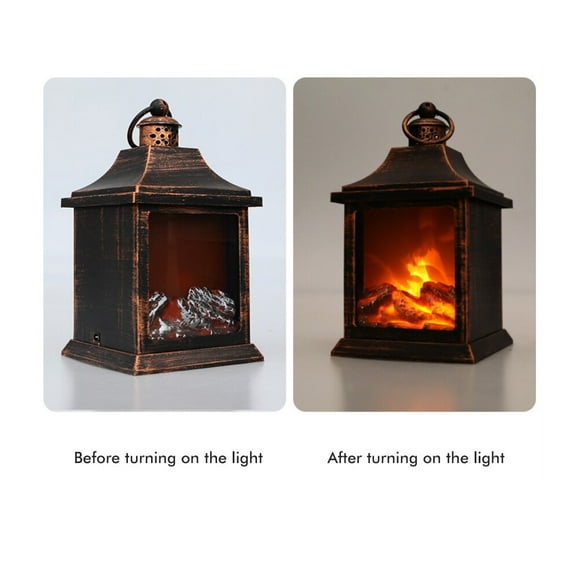 ziyahi Fireplace Lantern Multi-purpose Christmas Fireplace Lamp LED Logs Fire Effect Fireplace Table Lamp for Indoor or Outdoor Type 2