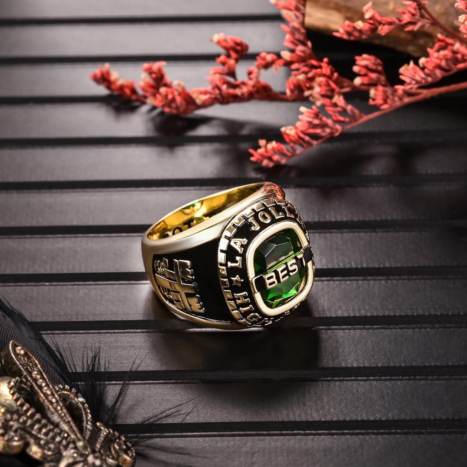 Personalized Graduation Ring, Custom High School Sports Class Ring for Men, College Engraved Signet Ring, 2026 Gold Junior Grad Ring