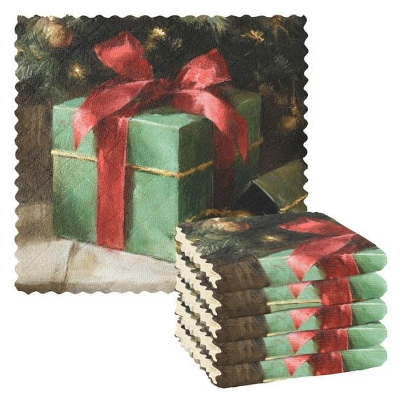 6 Pieces of Kitchen Towels 11x11Inch Kitchen Dish Cloths Kitchen Dish Towels Reuseable Cleaning Cloths Warm Christmas Gifts
