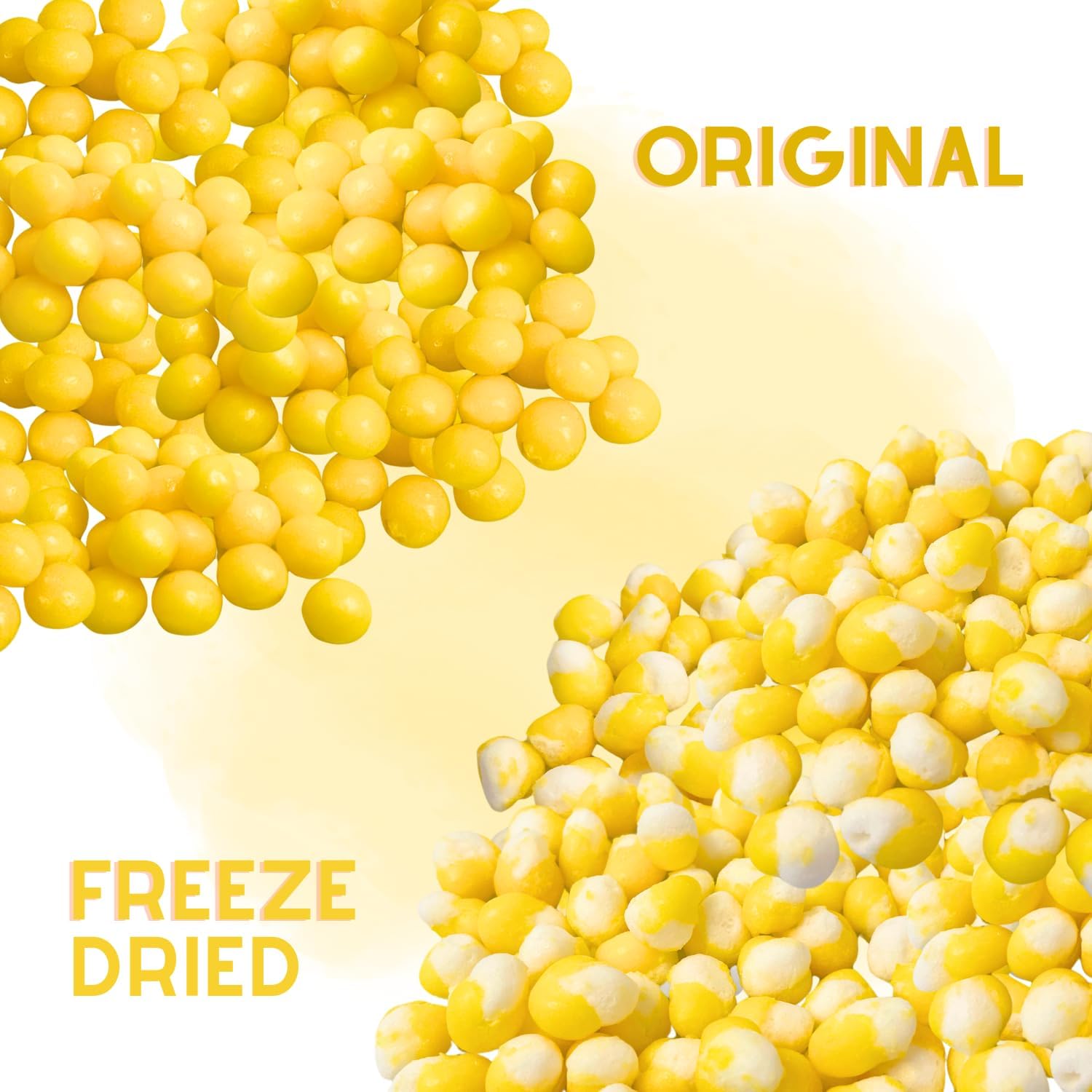 Freeze Dried Candy Lemon Crunch Bites Mini 1LB Mini Sour Lemon Puffs - Deliciously Crunchy, Intense Flavor, Lightweight Snack - Resealable Bag