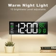 thumbnail image 4 of 16" Large Digital Wall Mount Clock, Count Down Timer, Alarm, Big LED, RGB Color, DST, Temperature for Living Room Classroom Desk, Xmas, Birthday Gift for Senior Mom Dad, White Green, 4 of 14