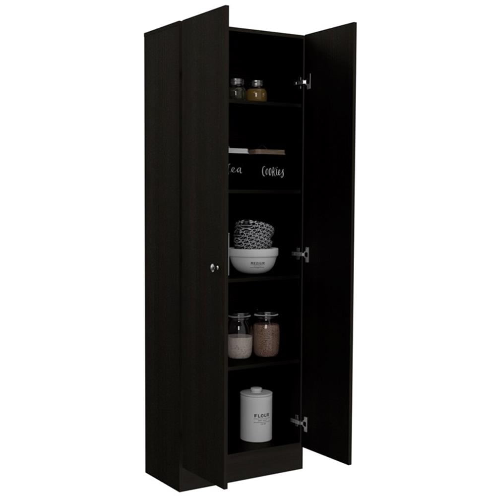 Pemberley Row Engineered Wood Black Pantry Cabinet Rectangular 71.1" Unassembled