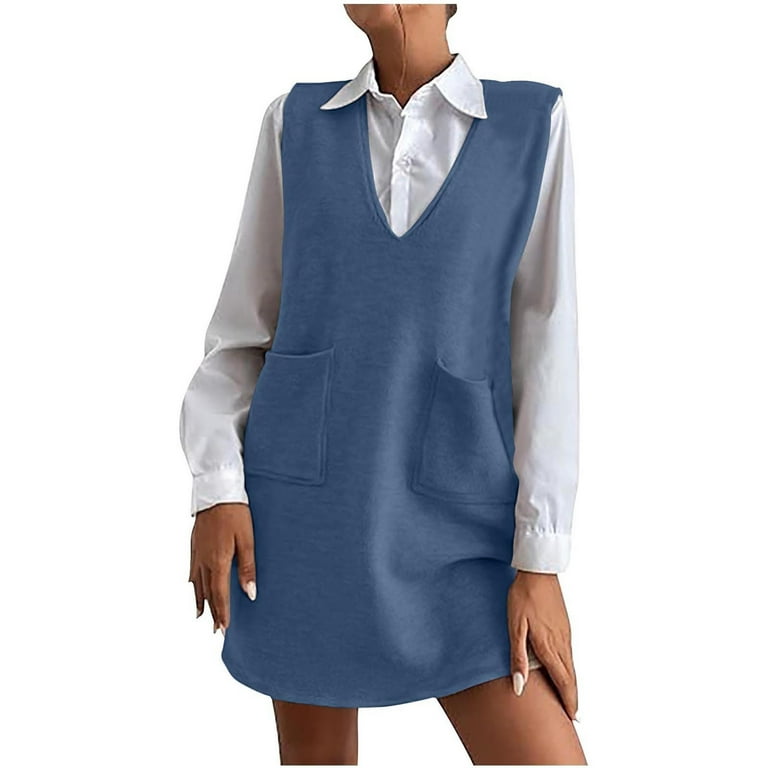 Sleeveless Knitted V Neck Stylish Dress Sleeveless Knitted V Neck Stylish Dress