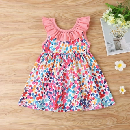 

Leutsin Toddler Kids Baby Girls Summer Color Print Dress Princess Dress