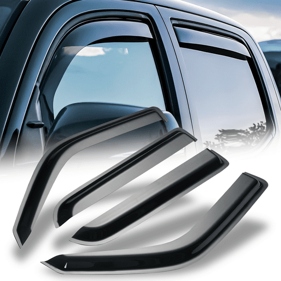 Magshion 4Pcs Set Window Visor Deflector Sun Rain Guard Smoke Tinted Outside Mount for 2001 200 2003 Ford F-150 Crew Cab