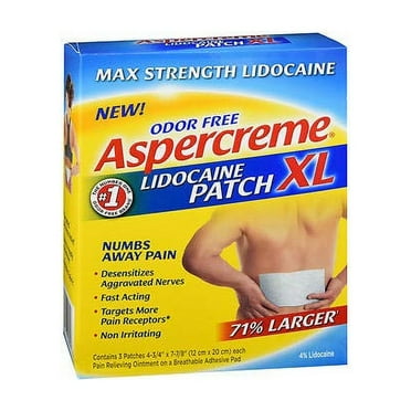 Aspercreme Max Strength Lidocaine Pain Relief, Odorless Patch, 3ct, 2-Pack