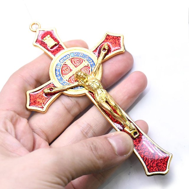 Decoración Del Hogar de Estatuil de Estatua de Jesús de Del Crucifijo de Pared de Aleación de Zinc , ROJO perfecl Crucifijo de pared Cruz