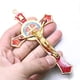 thumbnail image 3 of Crucifijo de pared de metal con cruz de Jesucristo, decoración artesanal en 3D, santo religioso cristiano Rojo, 3 of 9