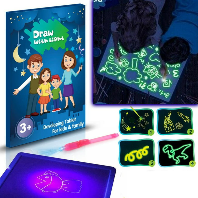 Kid Light Drawing Pad, Doodle Board Drawing Tablet Luminescent Board Glow  in Dark Painting Developing Educational Toys Gifts for Toddlers Over 3  Years Old 