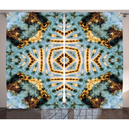 Tie Dye Decor Curtains 2 Panels Set Close Hippie Motif With Maya