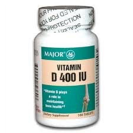 Major Vitamin D 400 IU Cholecalciferol Tablets, White, 100 Count
