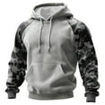 thumbnail image 2 of yuCgh Men's Camouflage Hoodie with Stand Collar, Plus Size Casual Sweatshirt, Button Front Design for Easy Wear and Stylish Layering,Light Gray XL, 2 of 6