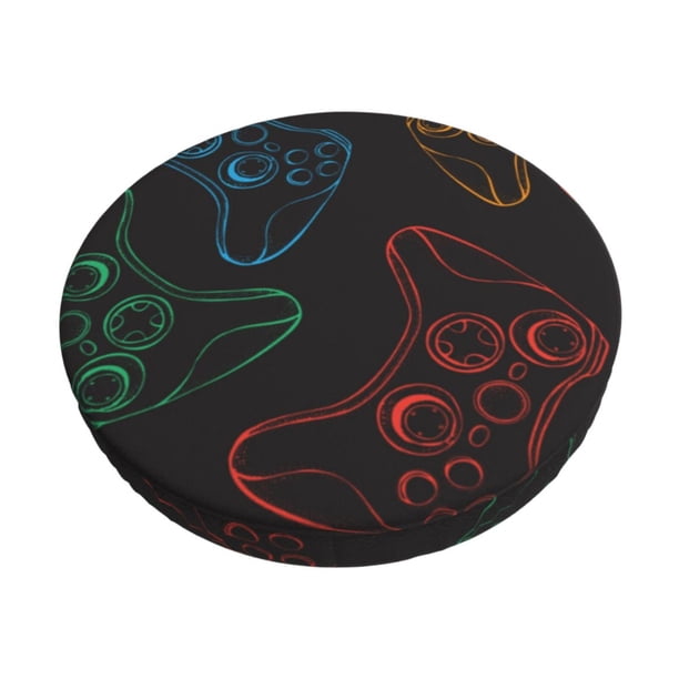 Balery Gamepad Joystick Game Fundas de asiento para taburete de bar redondo de tela de terciopelo ajustables que protegen de arañazos y manchas para sillas de 14 a 17 pulgadas.-13 inch