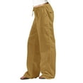 thumbnail image 2 of Flmaly vacation outfits for women High Waistband Womens Linen Beach Pants Casual Elastic High Waisted Wide Leg Loose Comfy Trousers With Pockets Vacation Outfits, 2 of 6